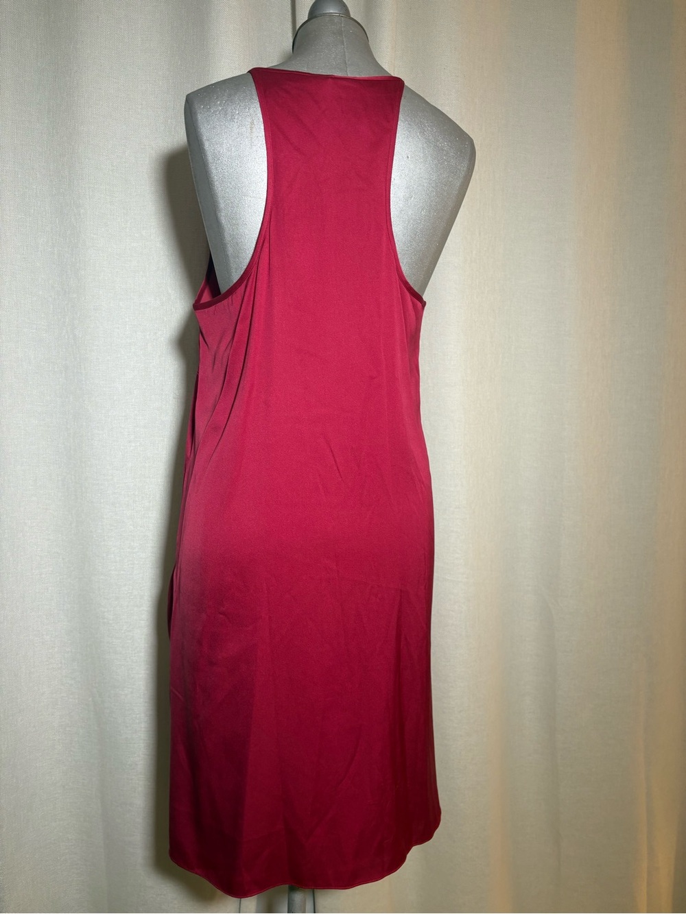Theory 95% Silk Alesandra Racerback Pocket Dress Raspberry Red Resort-wear Sz 8 - Picture 7 of 10